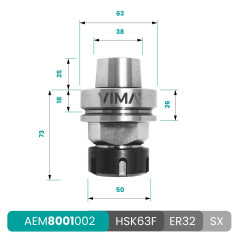 Werkzeughalterkegel HSK63F - ER32-ER40 Werkzeughalterkegel HSK63F - ER32-ER40