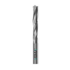 Fresa elicoidale per cave serrature di porte in HW positiva rompitruciolo Z3 con parte negativa di finitura Fresa elicoidale per cave serrature di porte in HW positiva rompitruciolo Z3 con parte negativa di finitura