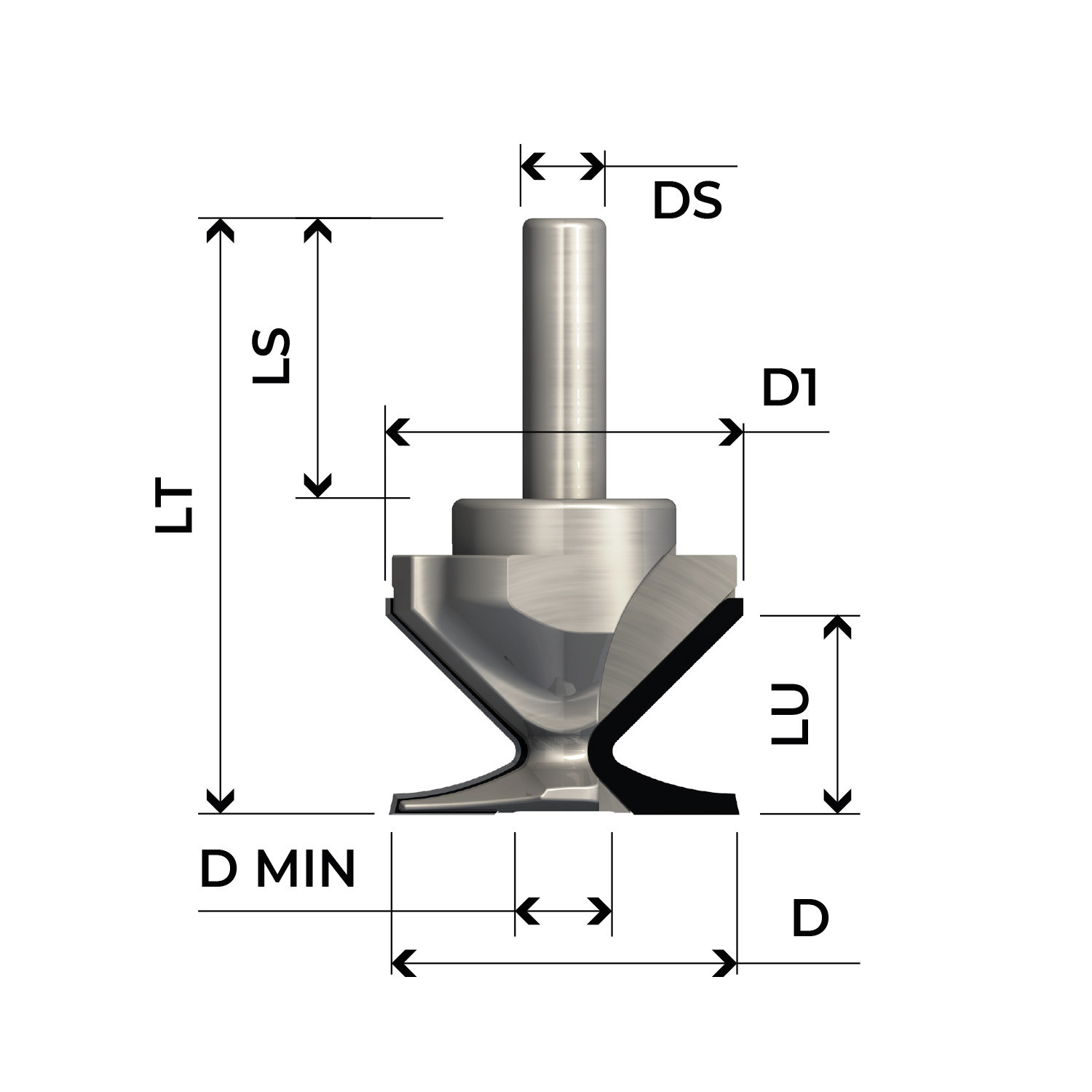 PCD SHANK CUTTER FOR MELAMINE BENDING R18 - R30 - R50