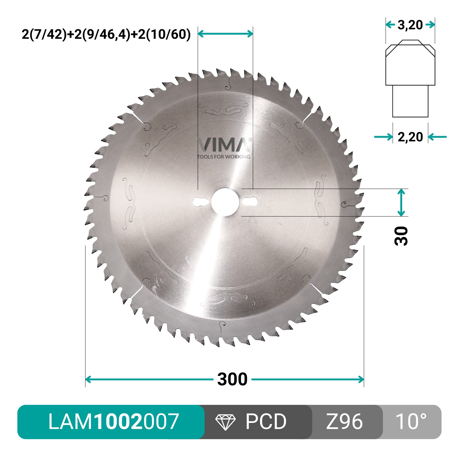 Lâmina diamantada trapezoidal PCD H6