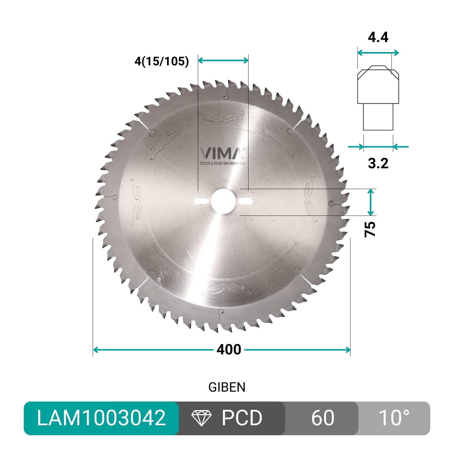 Sierra diamantada PCD H4 para paneles