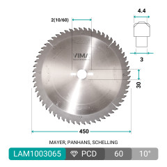 Lama in diamante sezionatrice PCD H4
