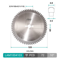 Lâmina diamantada PCD H6 para painéis