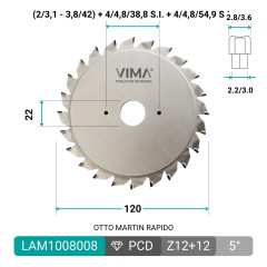 Lama incisore regolabile in diamante PCD H6