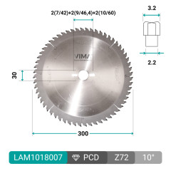 PCD Diamant Sägeblatt für Platten mit internem Achswinkel DIA H6