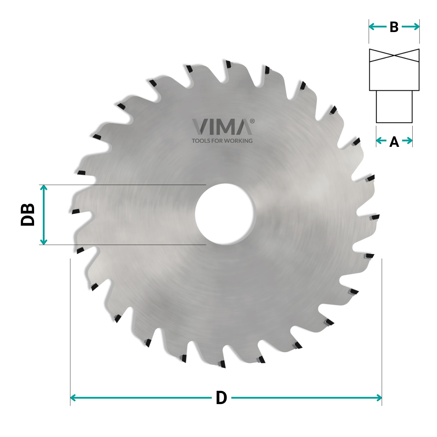 PCD circular saw blade for alternate bevel grooving