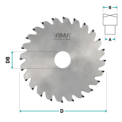 PCD circular saw blade for alternate bevel grooving