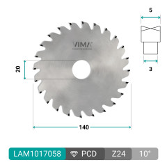 Lama circolare in diamante PCD H6 per canali alternata
