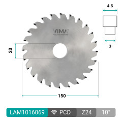 PCD circular saw blade for flat grooving
