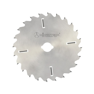 Circular blade with scoring shoulders for multirip saws