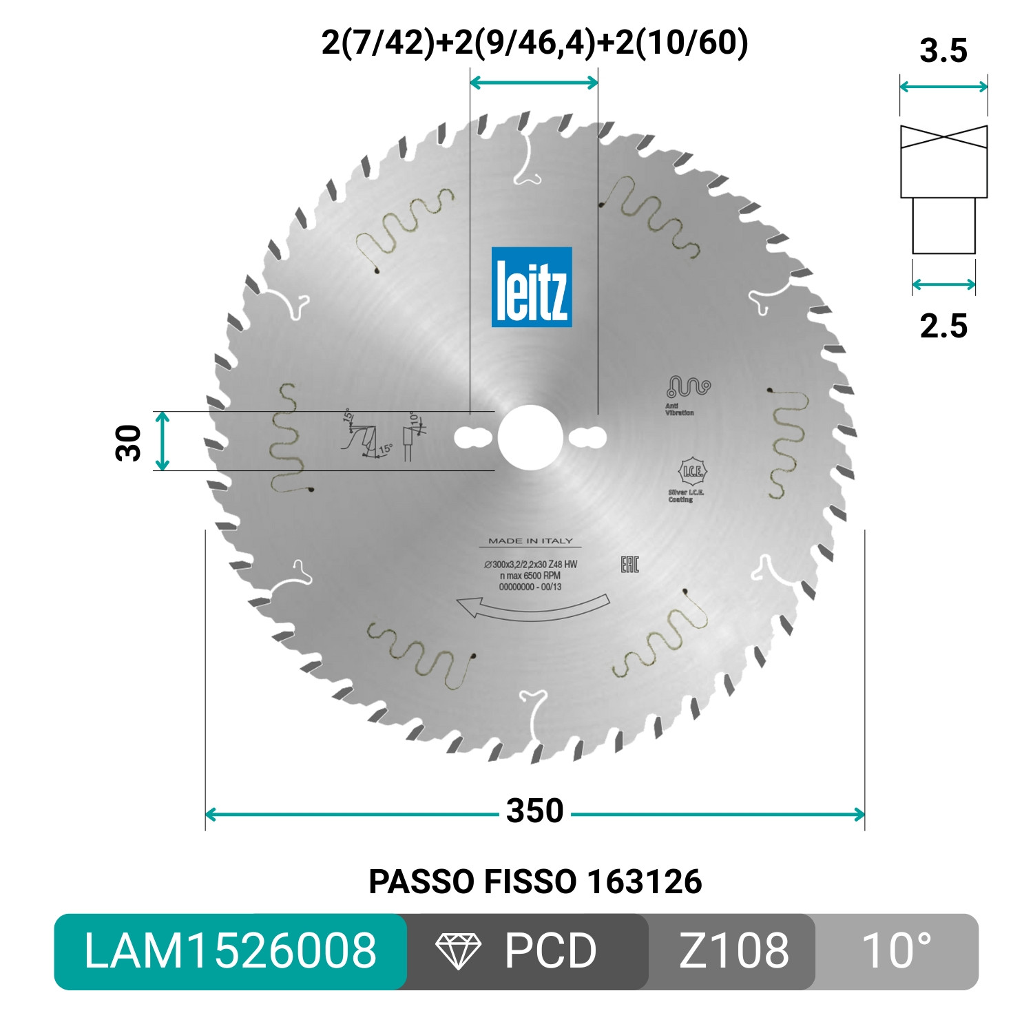 Lama circolare in HW LEITZ per sezionatura professionale del legno