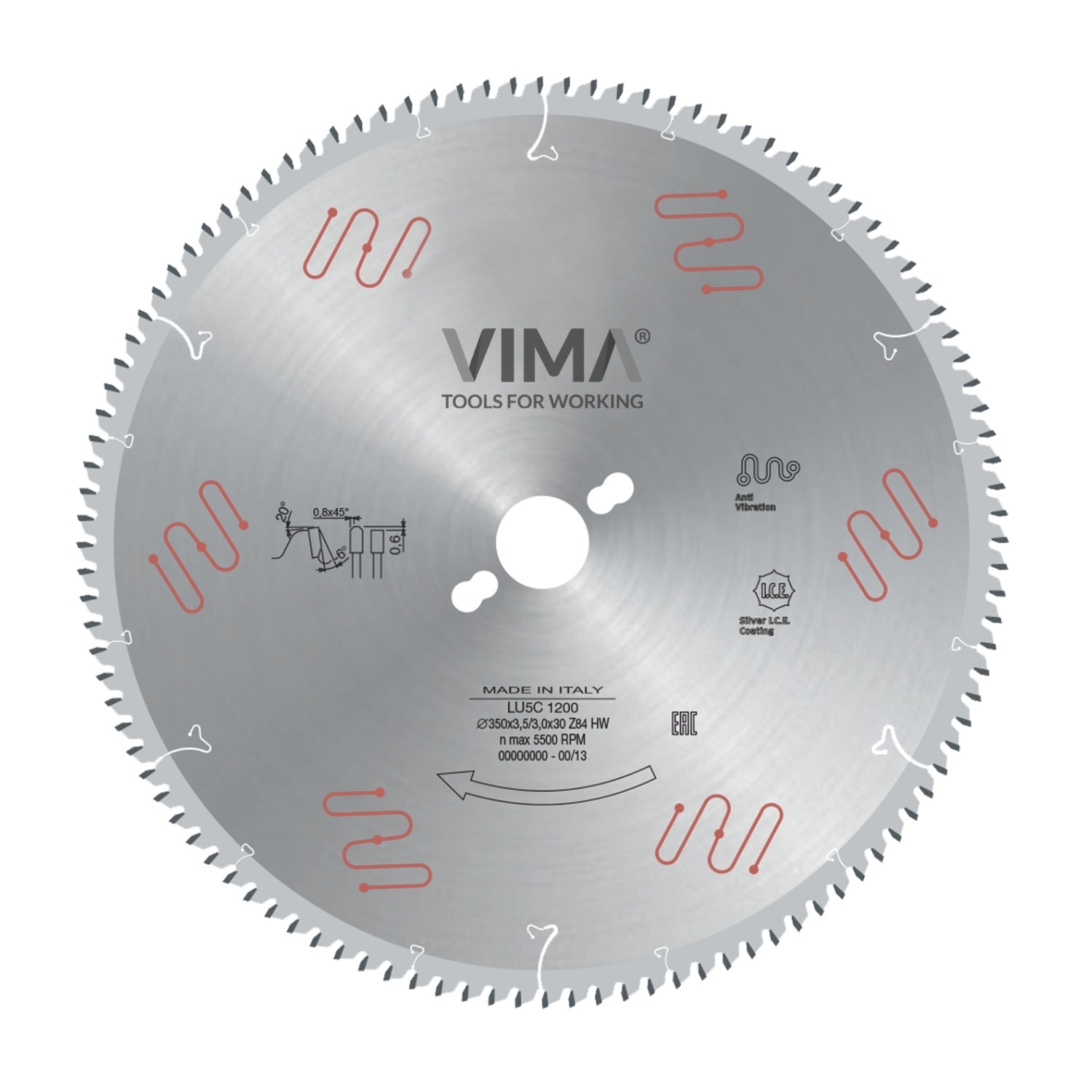 HW circular saw blade with negative teeth for non-ferrous metals