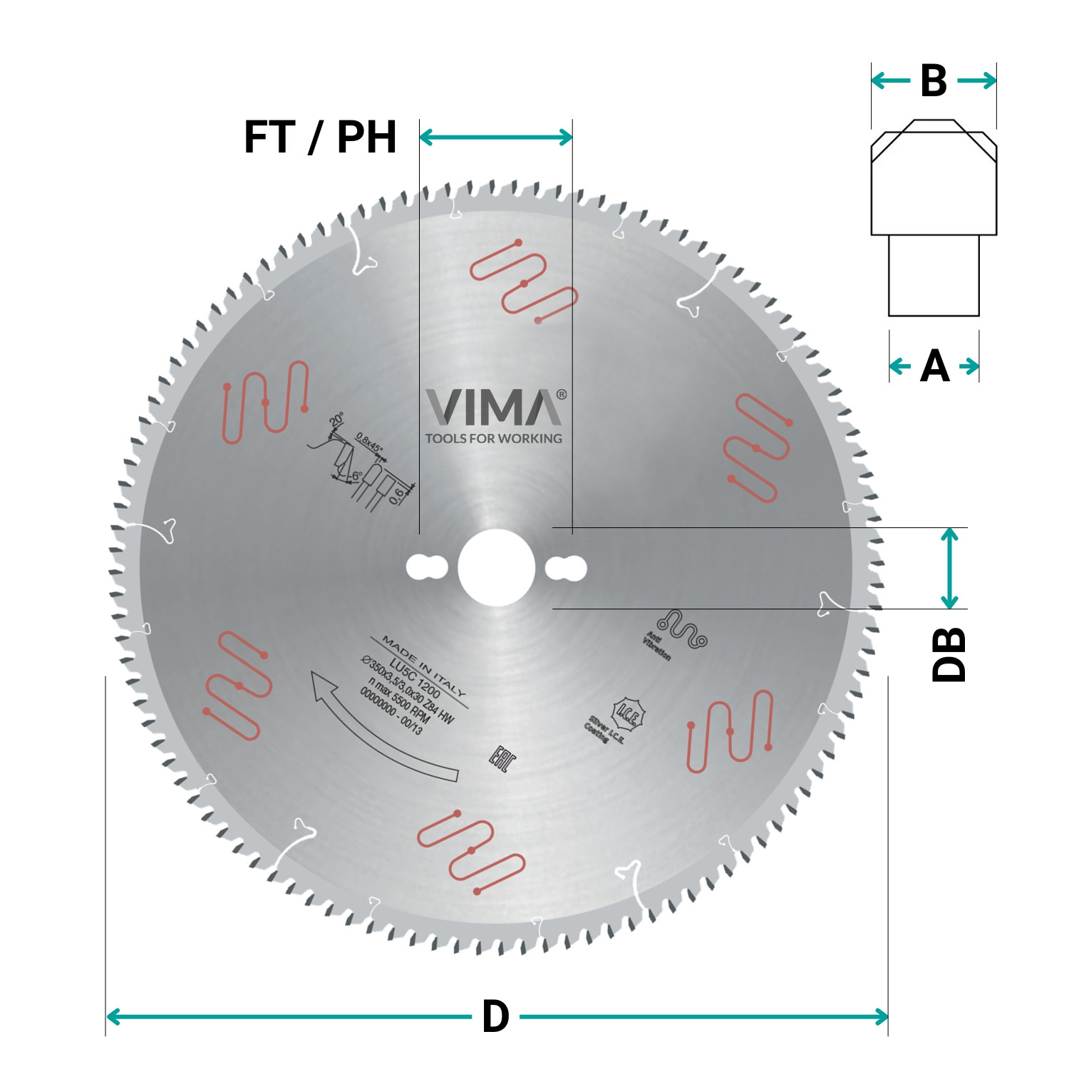 HW circular saw blade with negative teeth for non-ferrous metals