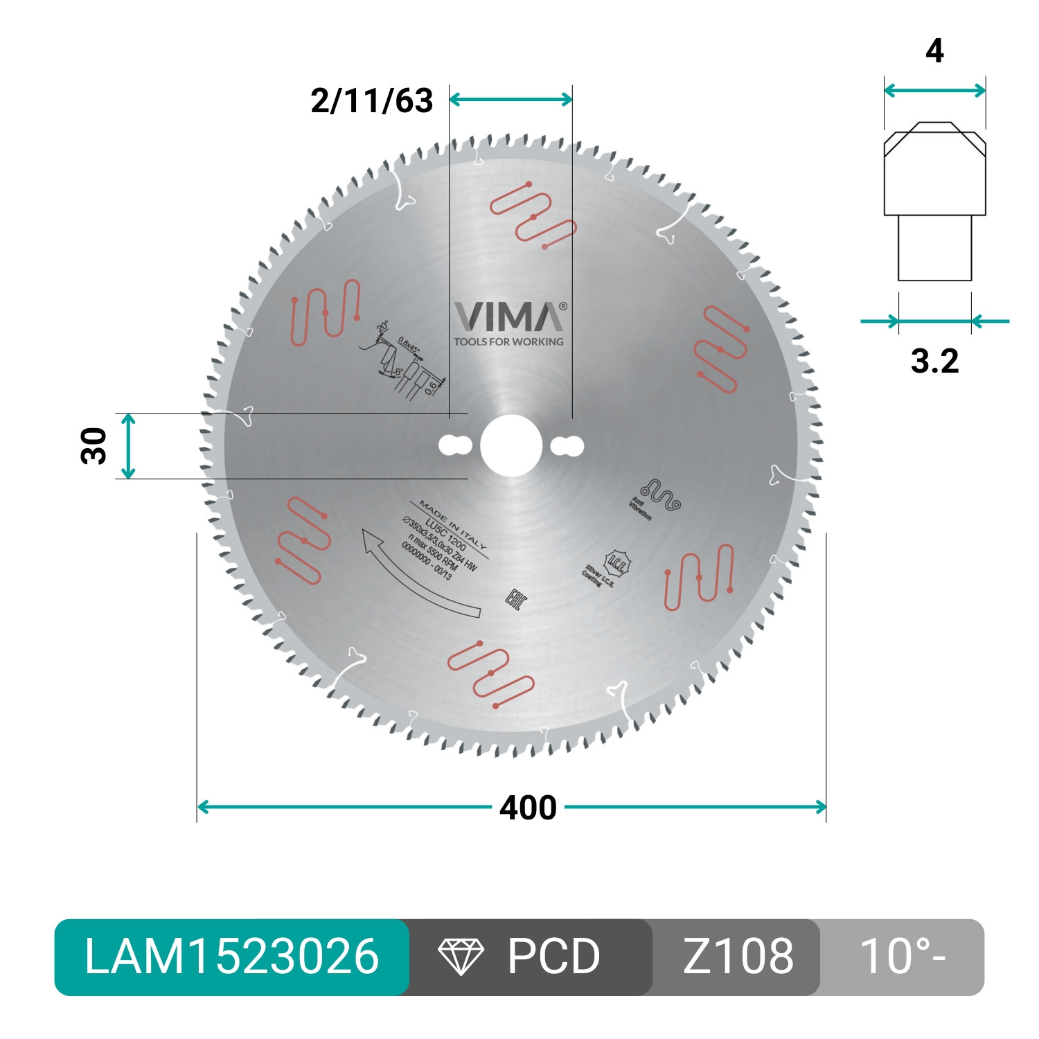 HW circular saw blade with negative teeth for non-ferrous metals