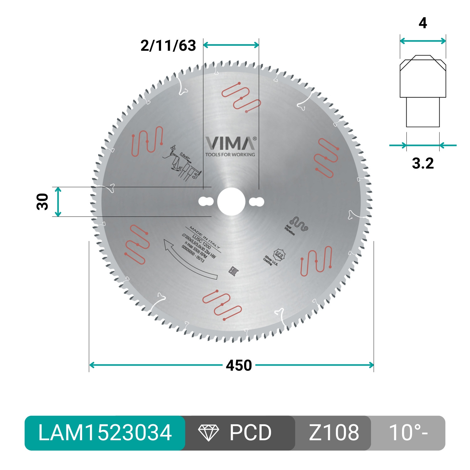 HW circular saw blade with negative teeth for non-ferrous metals