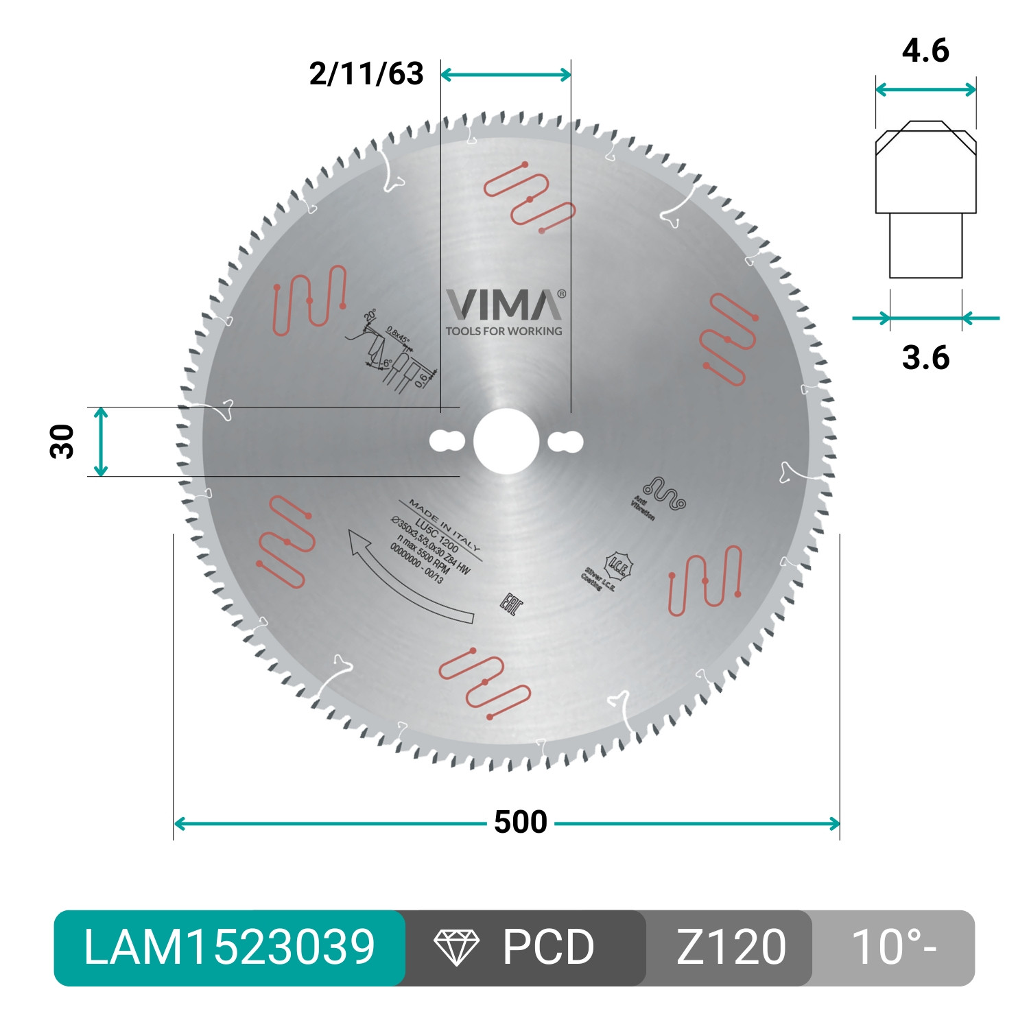 HW circular saw blade with negative teeth for non-ferrous metals