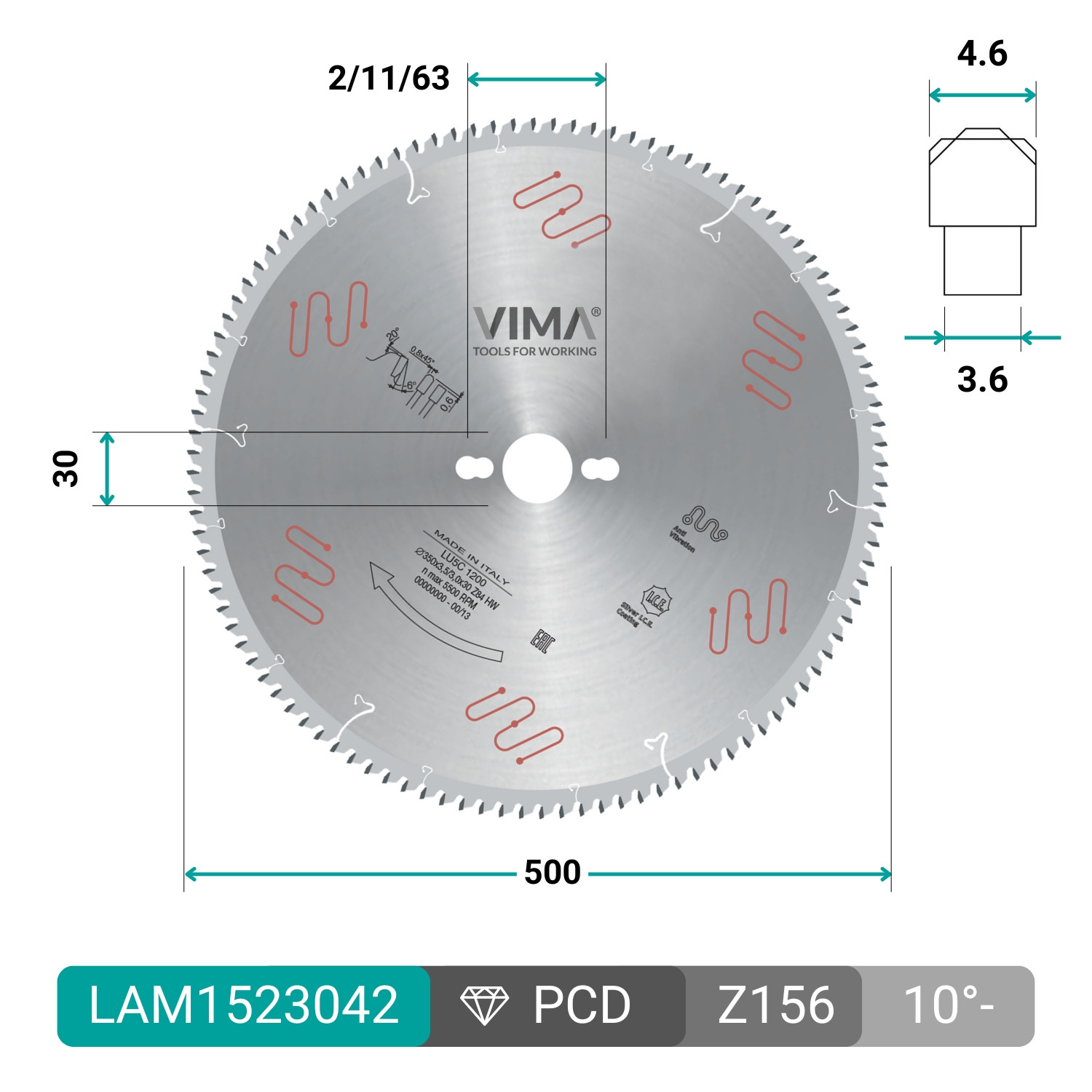 HW circular saw blade with negative teeth for non-ferrous metals