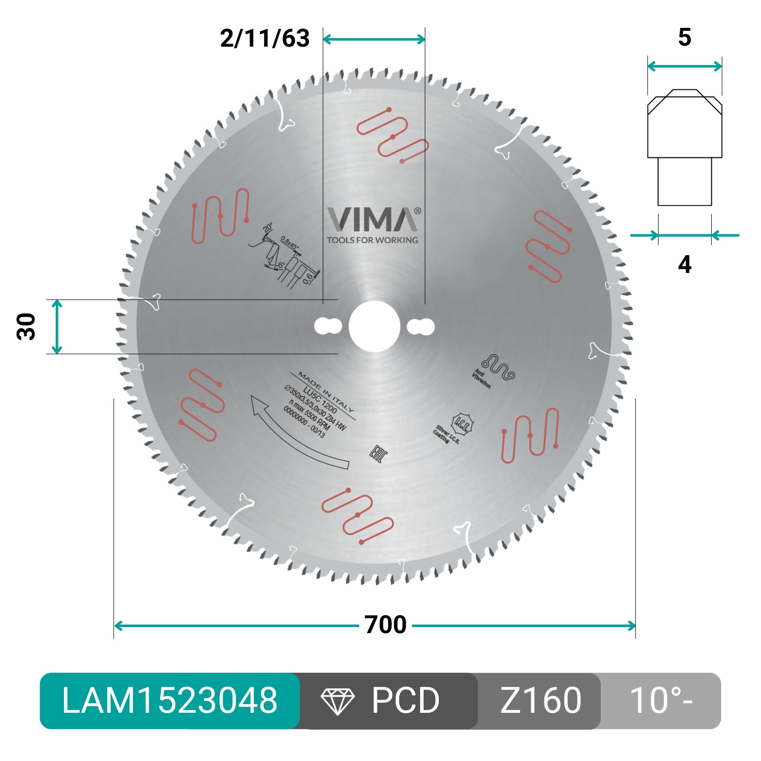 HW circular saw blade with negative teeth for non-ferrous metals