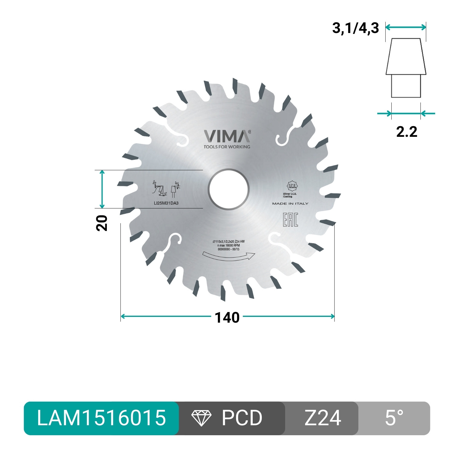 Lama incisore conico in widia