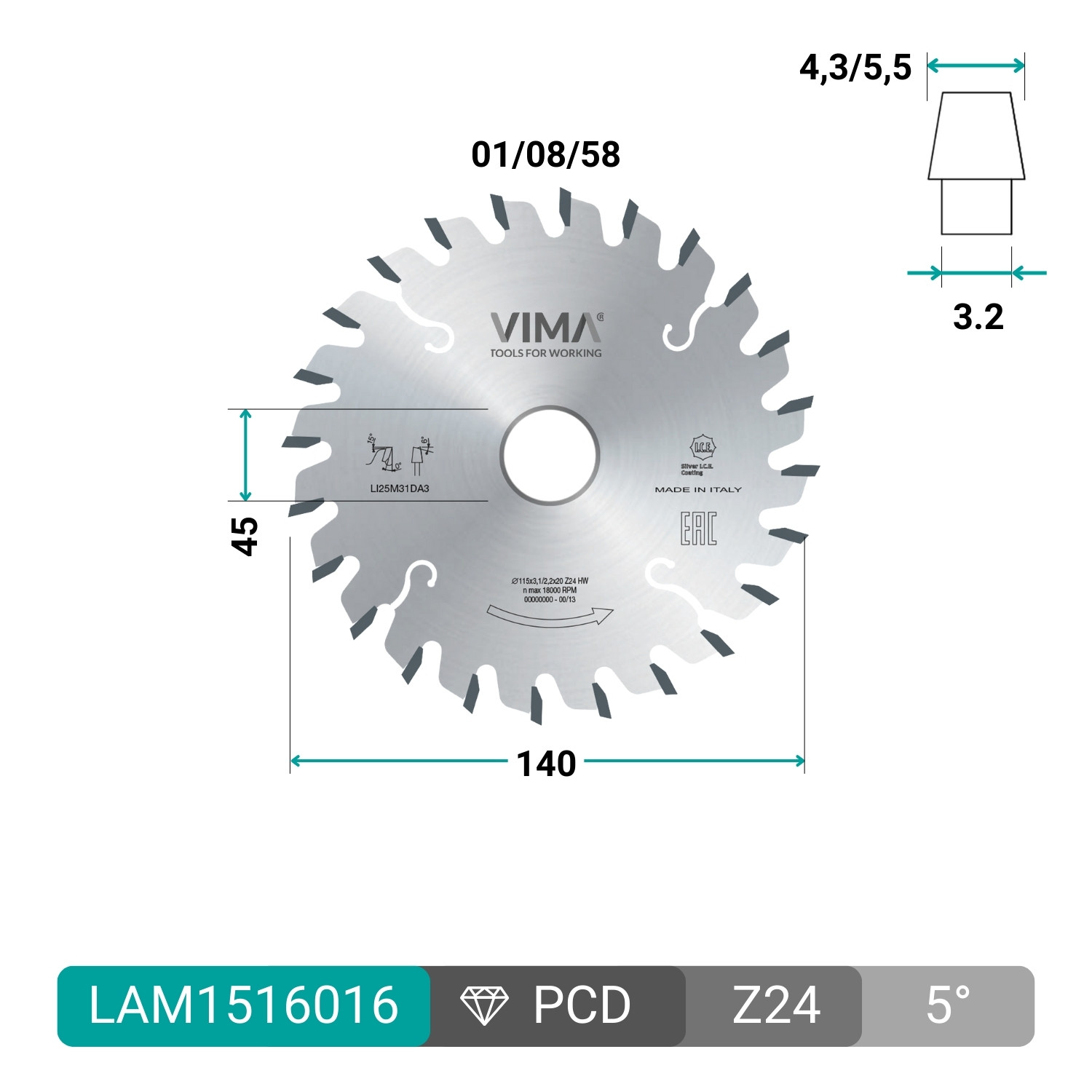 Lama incisore conico in widia