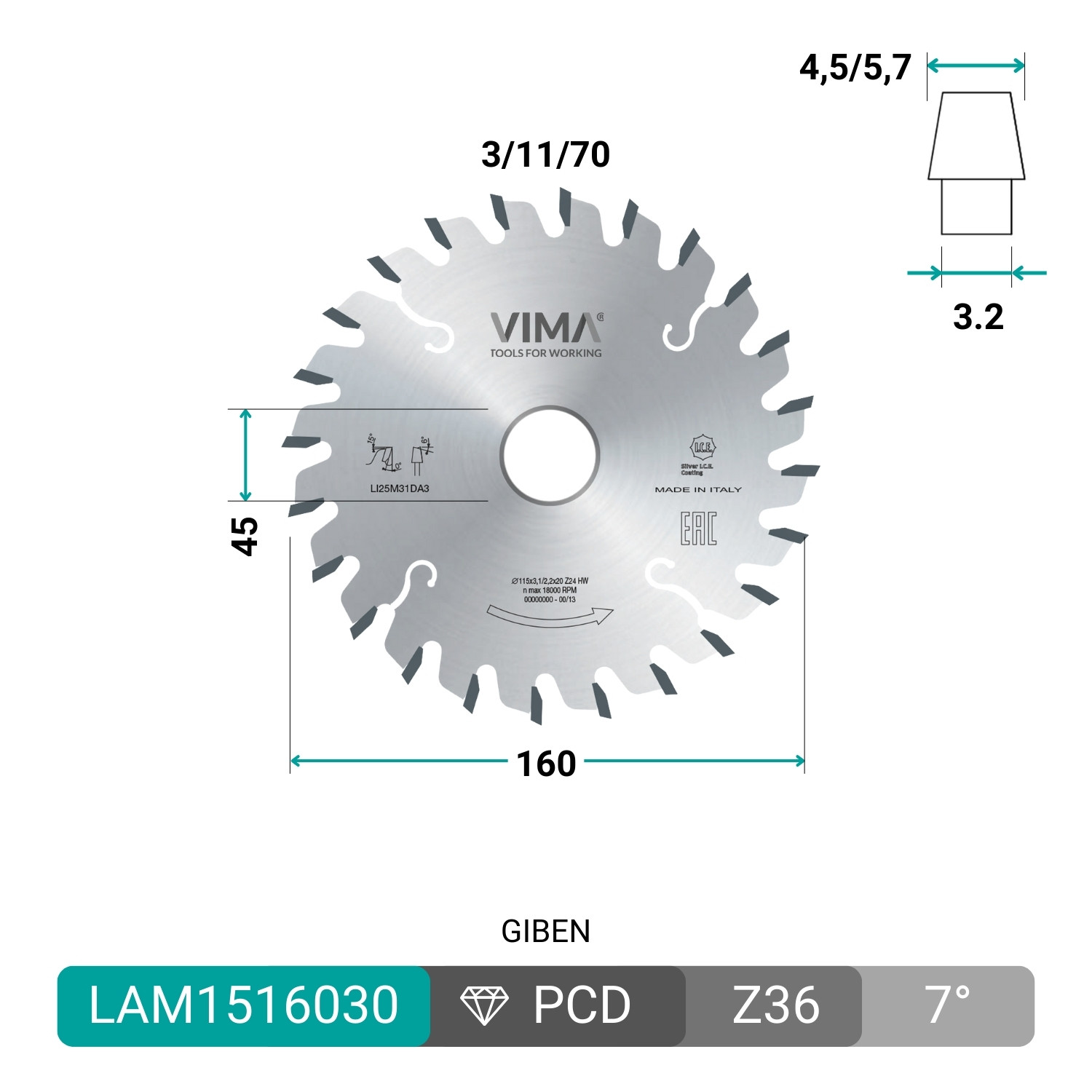 Lama incisore conico in widia