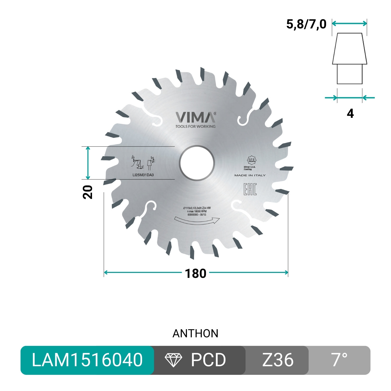 Lama incisore conico in widia
