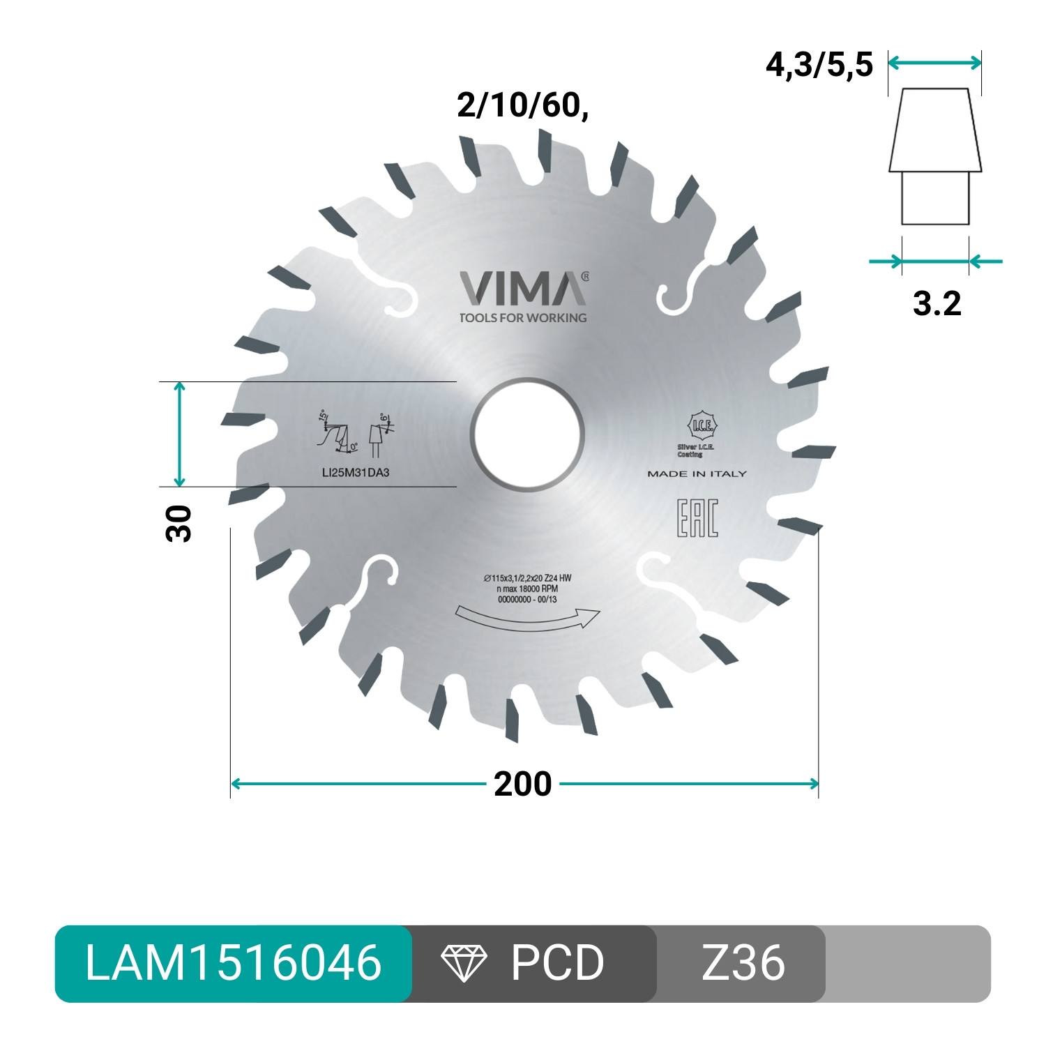 Lama incisore conico in widia