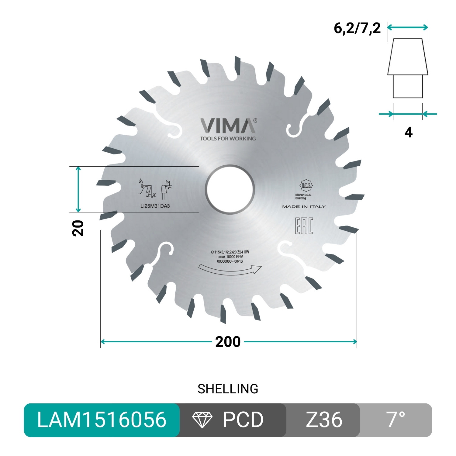 Lama incisore conico in widia