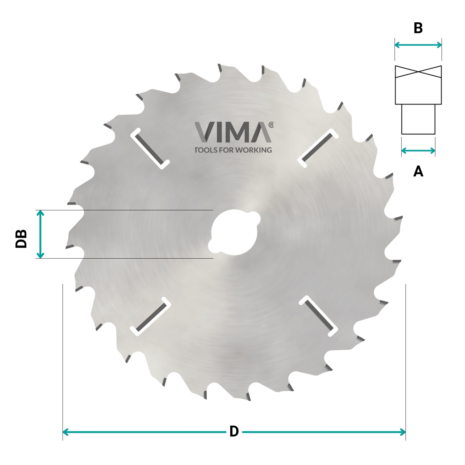 HW circular blade with internal rakers for multi-rip saws