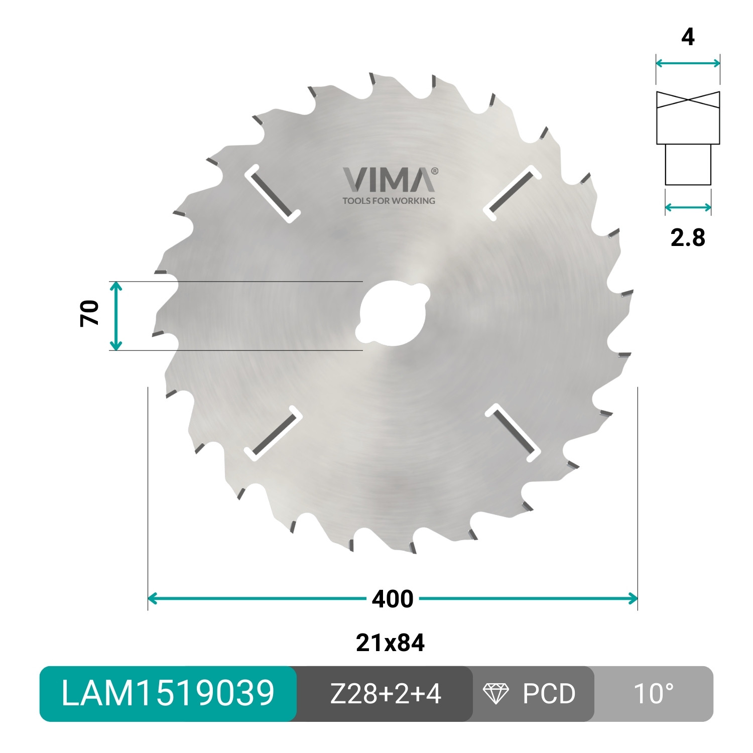 HW circular blade with internal rakers for multi-rip saws
