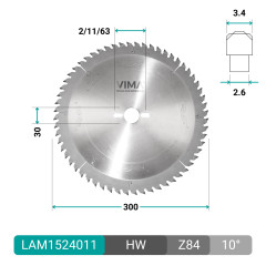 HW circular saw blade for aluminum with positive teeth for non-ferrous metals