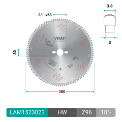 HW circular saw blade with negative teeth for non-ferrous metals