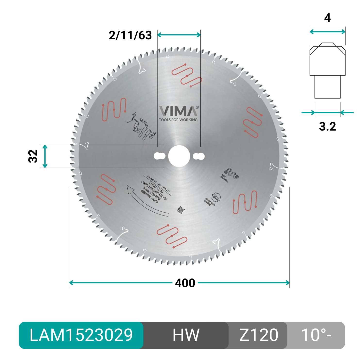 HW zaagblad met negatieve tandhoek voor non-ferrometalen