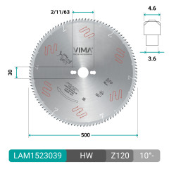 HW circular saw blade with negative teeth for non-ferrous metals