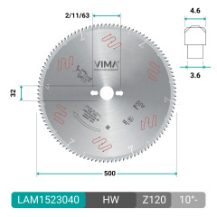 HW circular saw blade with negative teeth for non-ferrous metals