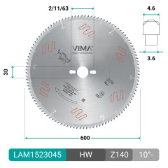 HW circular saw blade with negative teeth for non-ferrous metals