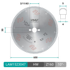 HW circular saw blade with negative teeth for non-ferrous metals