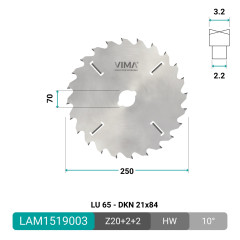 HW circular blade with internal rakers for multi-rip saws