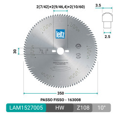 Lame circulaire HW LEITZ pour le tronçonnage de panneaux MDF et agglomérés