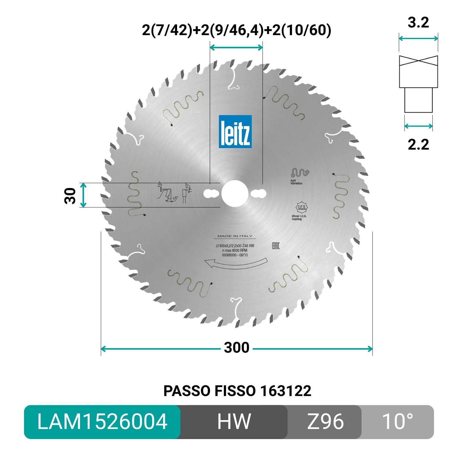 Lâmina circular HW LEITZ para corte profissional de madeira