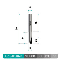 PCD Diamantfräser H 3,5mm Z1 gerade Schneide HW-Körper