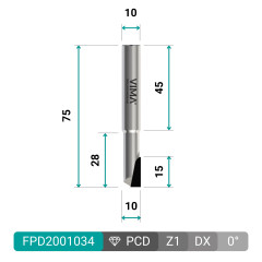 PCD Diamantfräser H 3,5mm Z1 gerade Schneide HW-Körper