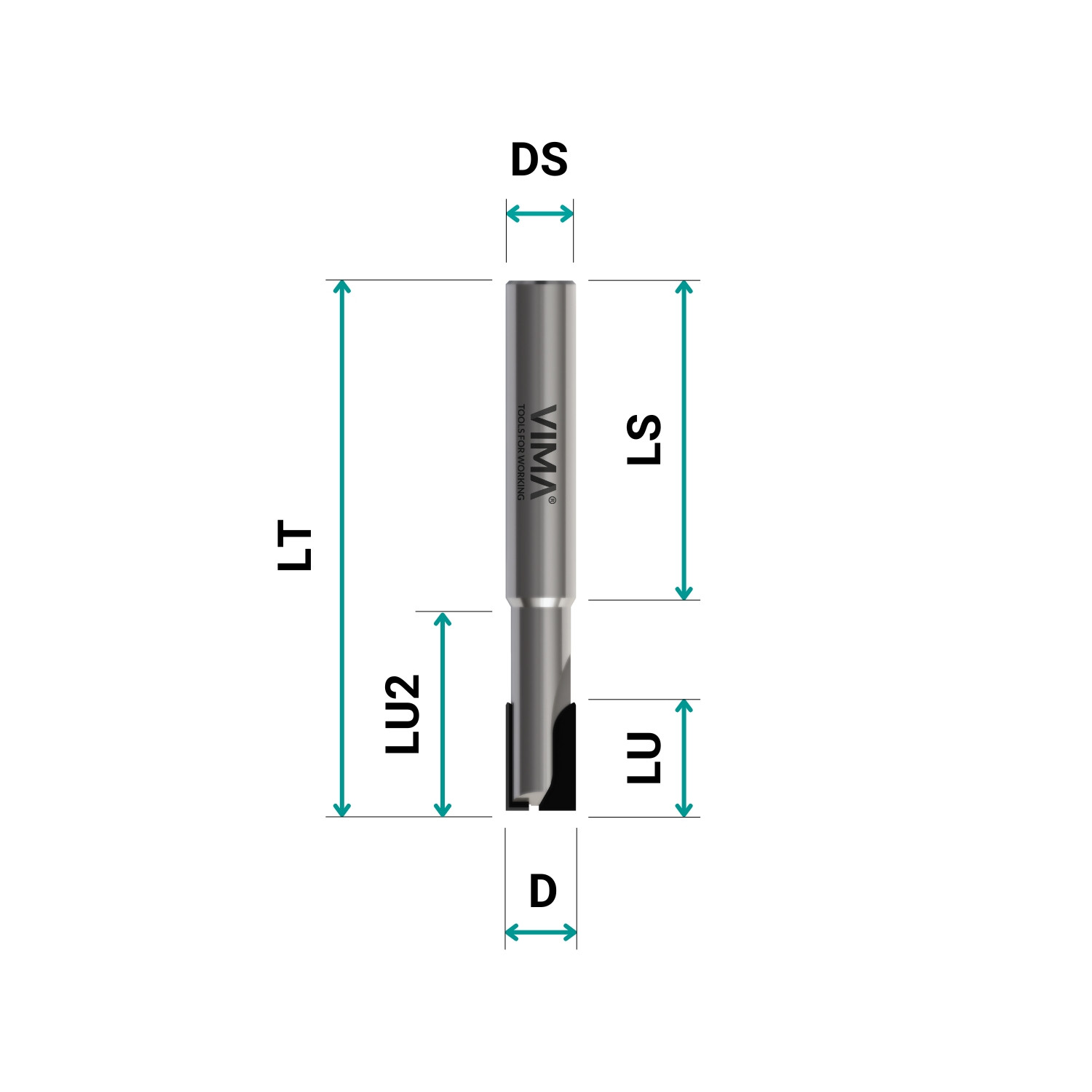Fresa diamante PCD H 3,5mm Z2 cortes retos corpo HW