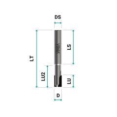 Fraise diamant PCD H 3,5mm Z2 coupes droites corps HW