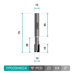 PCD diamond router bit H 3.5mm straight edge Z2 HW body