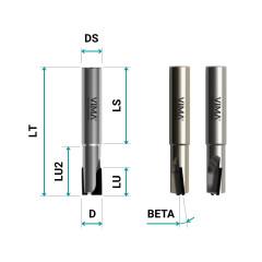 Fresa diamante PCD H 3,5mm tagliente alternato positivo/negativo Z2 con corpo HW