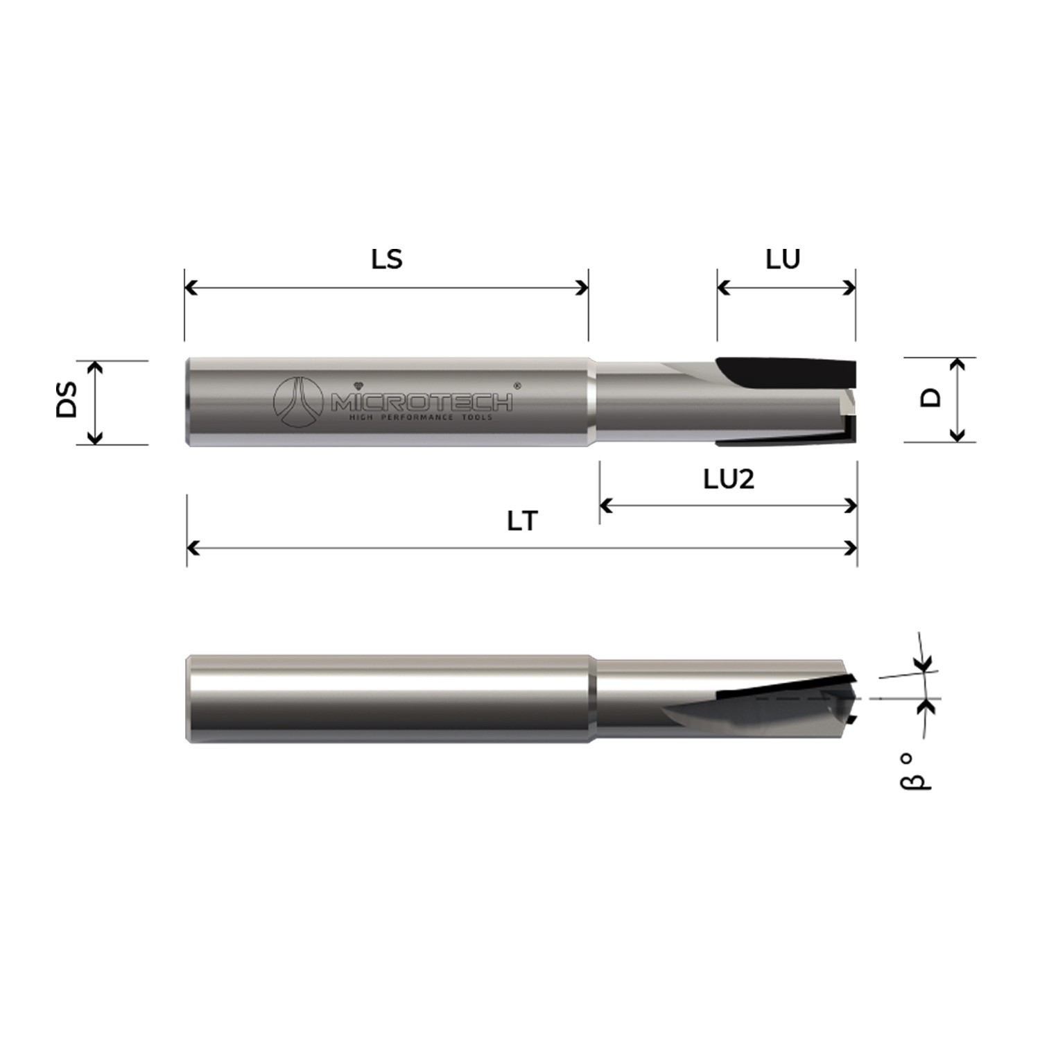 Fresa diamante PCD H 3,5mm Z2 cortes negativos corpo HW