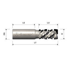 PCD CNC router bit H4.5 mm Z2+2 45° axial angle steel body