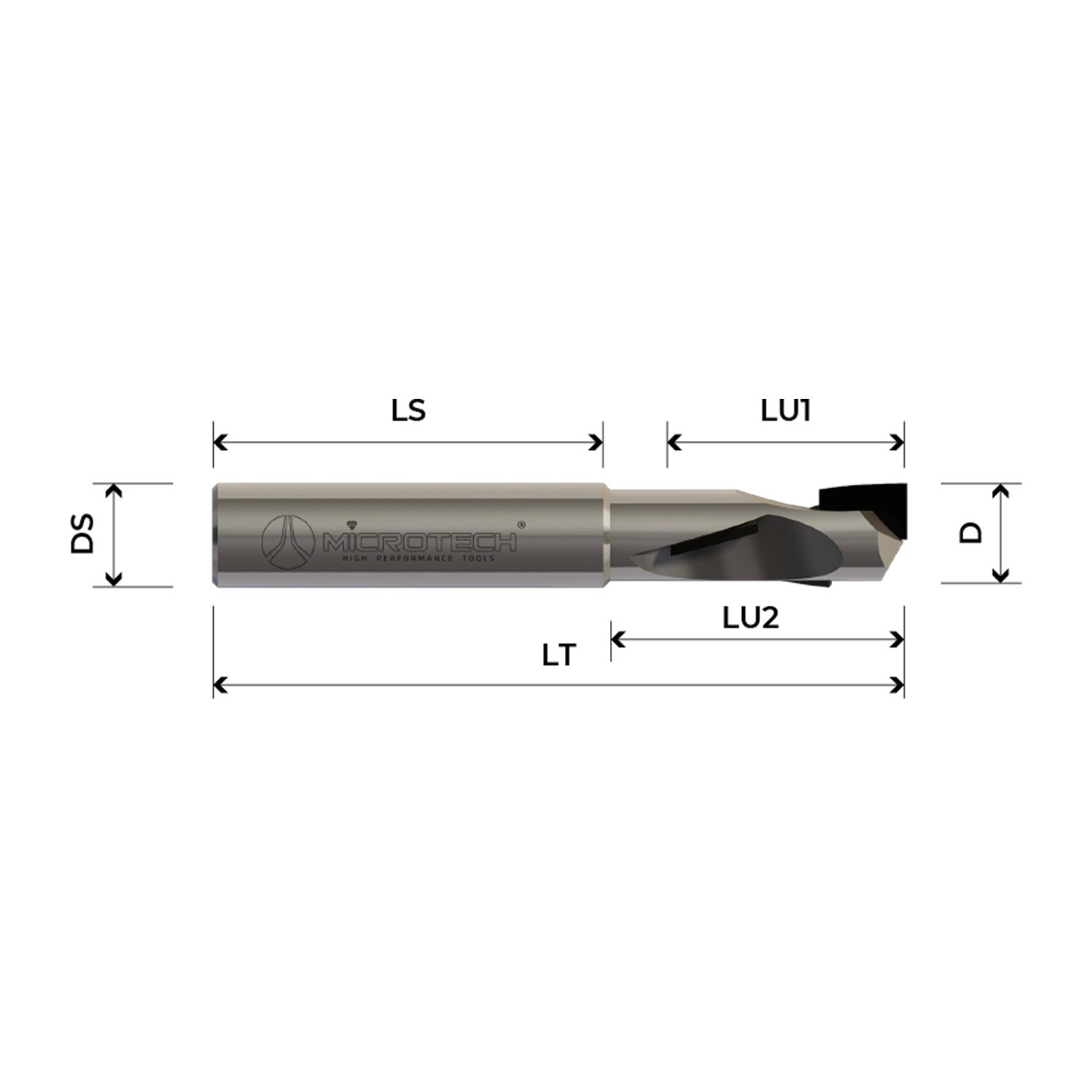 Fresa elicoidale in diamante Z1+1 corpo in HW PCD H2,5 mm