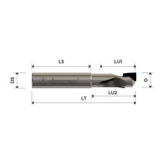 Spiraalvormige frees van PCD-diamant Z1+1 met HW-body PCD H2,5 mm